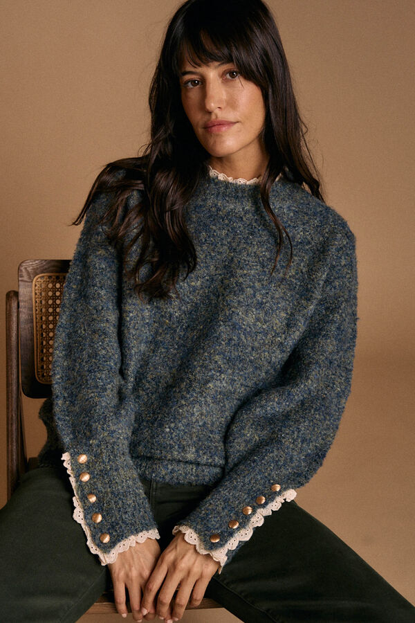 Pol&iacute;n Et Moi Su&eacute;ter de malha grossa Azul