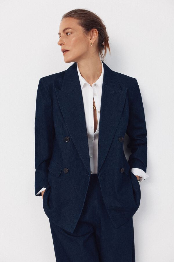 Cortefiel Tailored denim blazer Blue