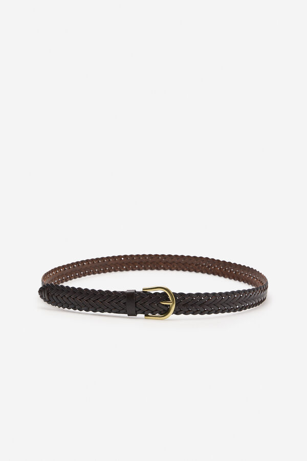 Cortefiel Classic braided belt Dark brown