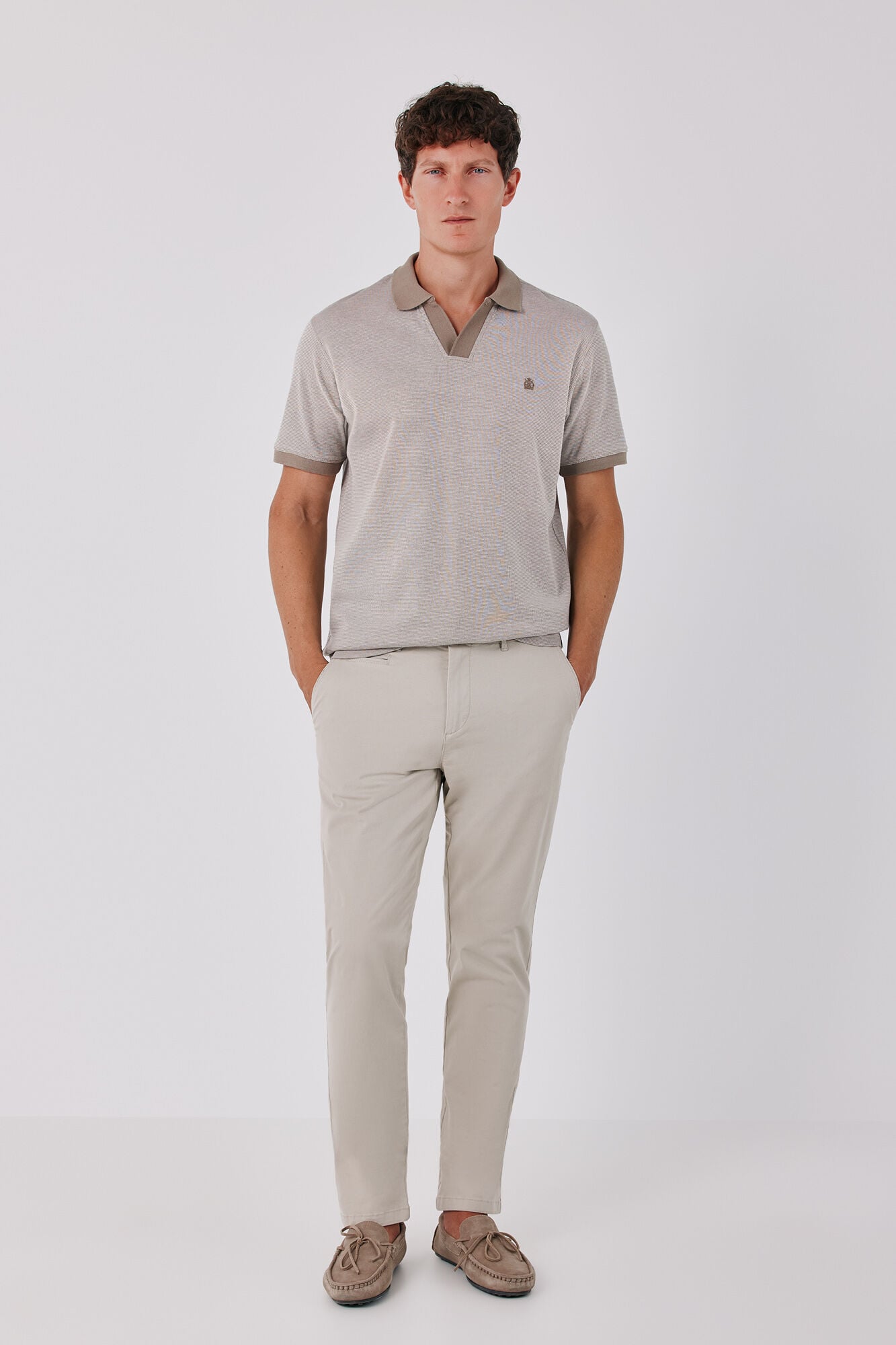 Cortefiel Structured open neck polo shirt