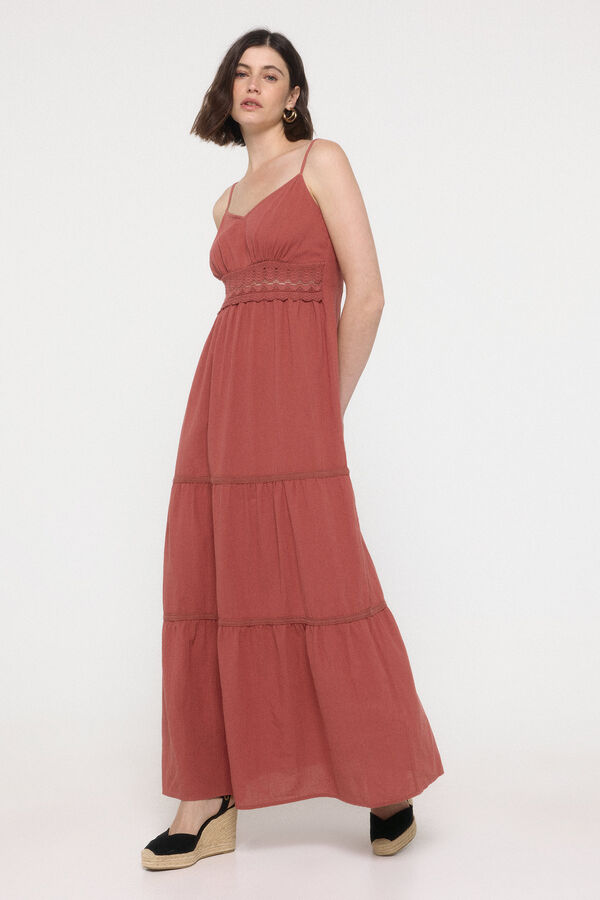 Vero Moda Long dress with lace detail Red