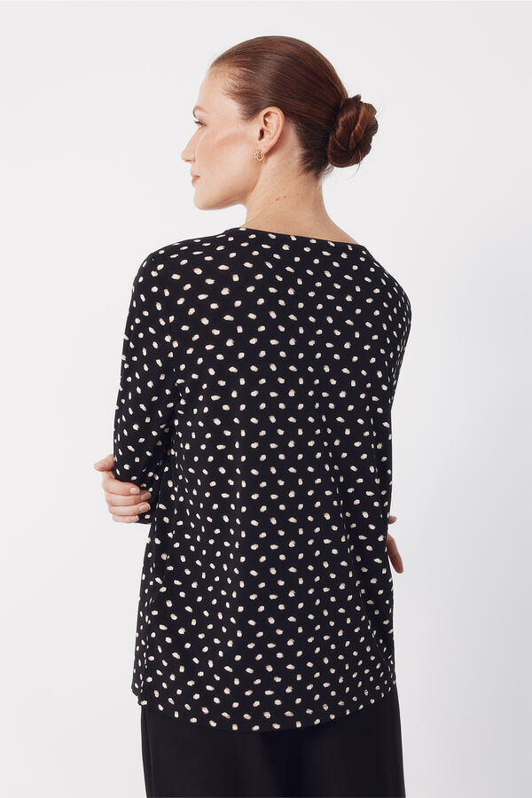 Cortefiel V- neckline top with buttons Printed grey