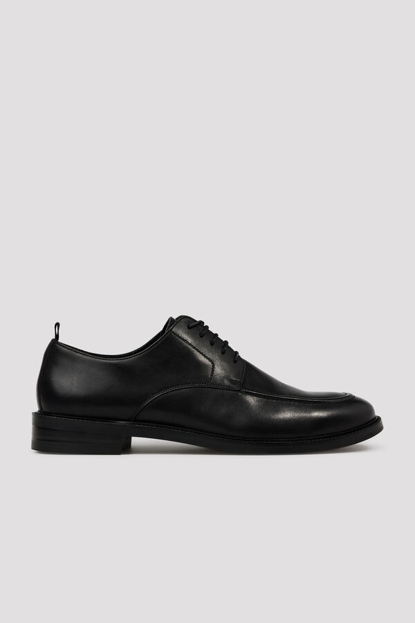 Cortefiel Leather lace-up shoes Black