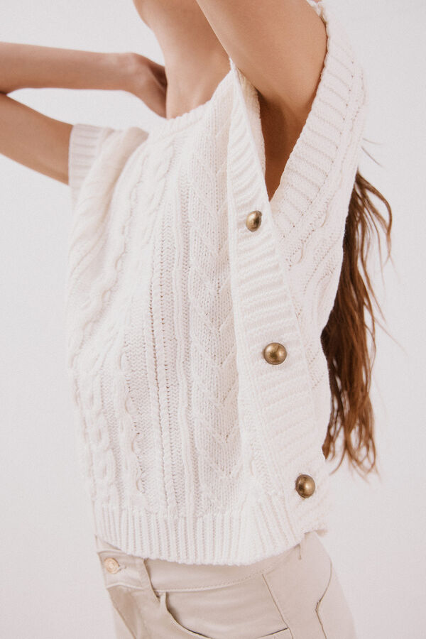 Cortefiel Vest with side buttons Ivory