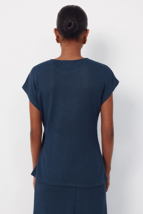 Cortefiel Camiseta aspecto r&uacute;stico nudo Azul marino