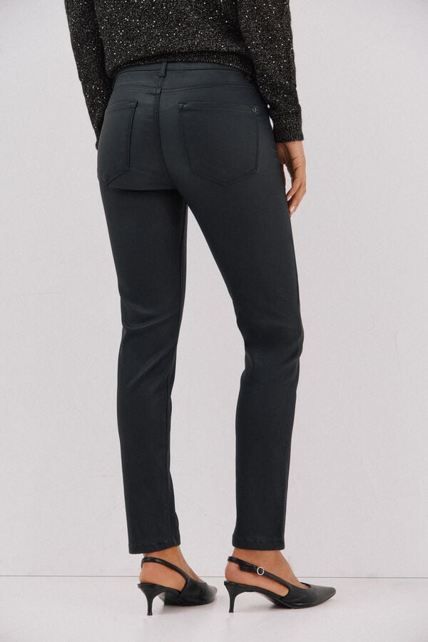 Cortefiel Sensational resin coated pants Black