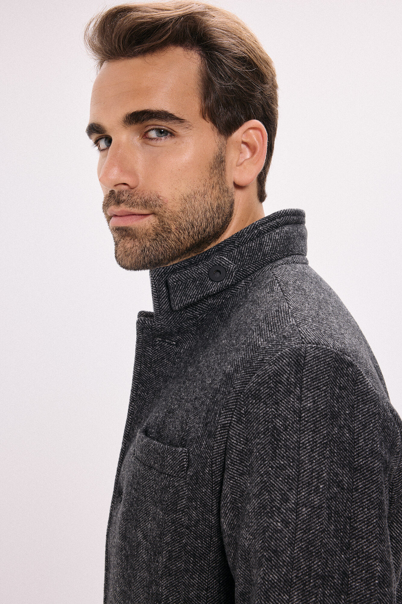 Jack & Jones Abrigo corto de lana con cuello alto