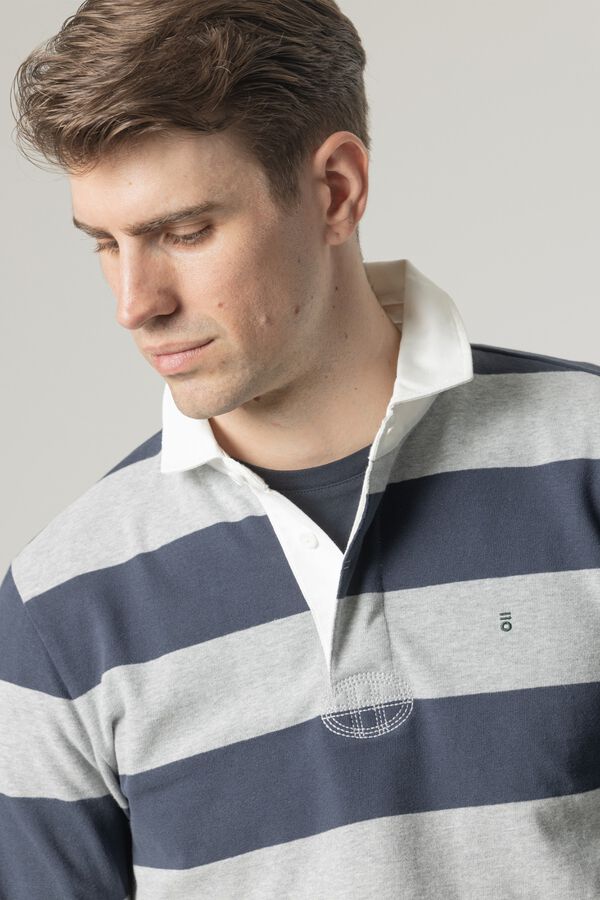 PuroEGO Striped rugby polo shirt Blue