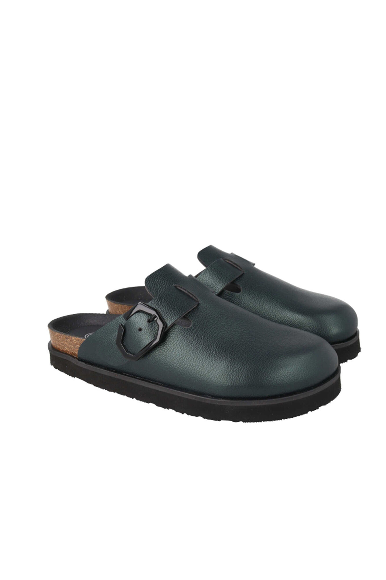 Genuins Tamanco de pele com fivela ajust&aacute;vel