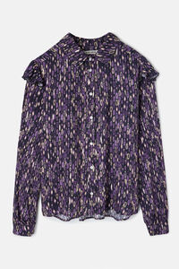 Silbon Camisa volantes hombro estampado ikat