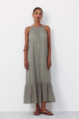 Cortefiel Structured halterneck dress Kaki