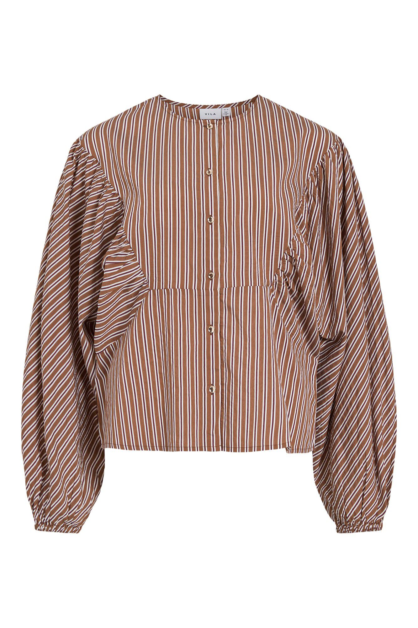 Vila Blusa de riscas com folhos manga comprida