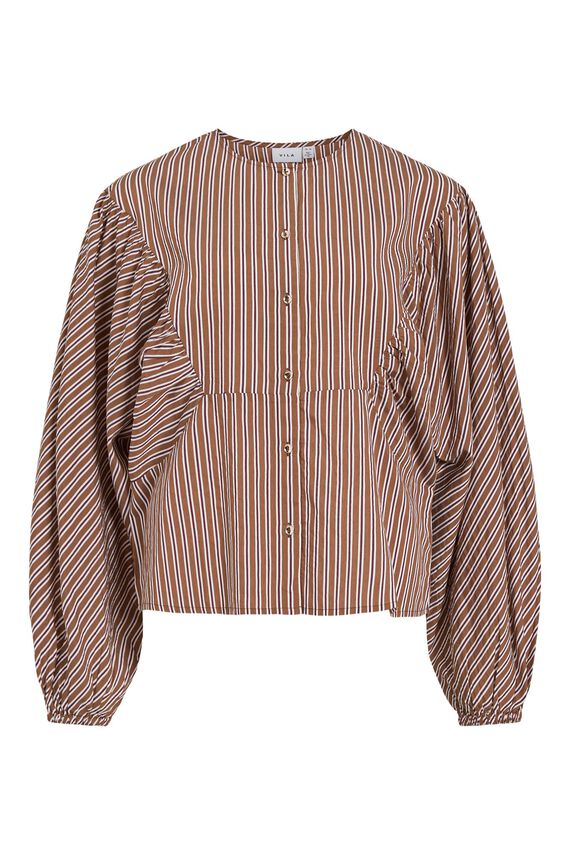 Blusa de rayas con volantes manga larga