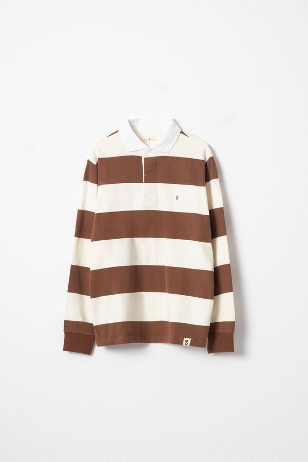PuroEGO Striped rugby polo shirt Dark brown
