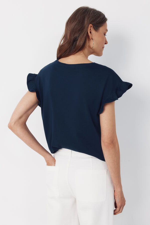 Cortefiel Essential ruffle t-shirt Navy