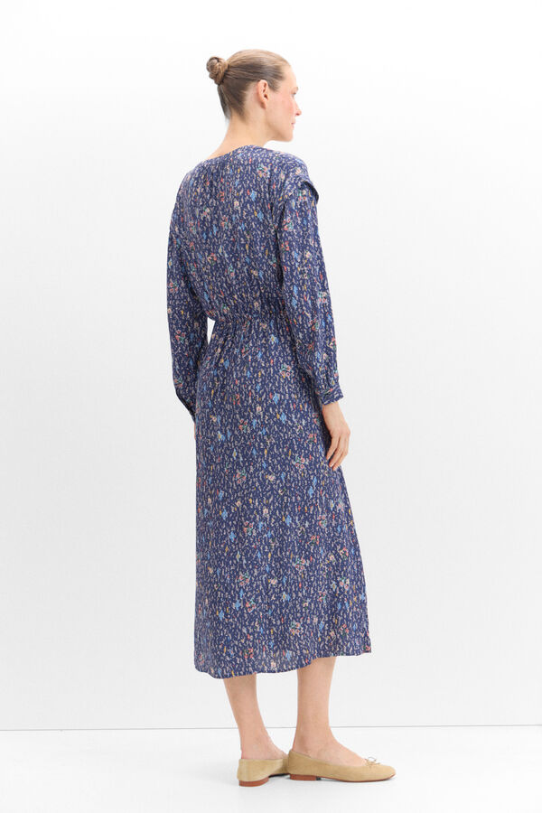 Cortefiel Vestido midi estampado Printed blue