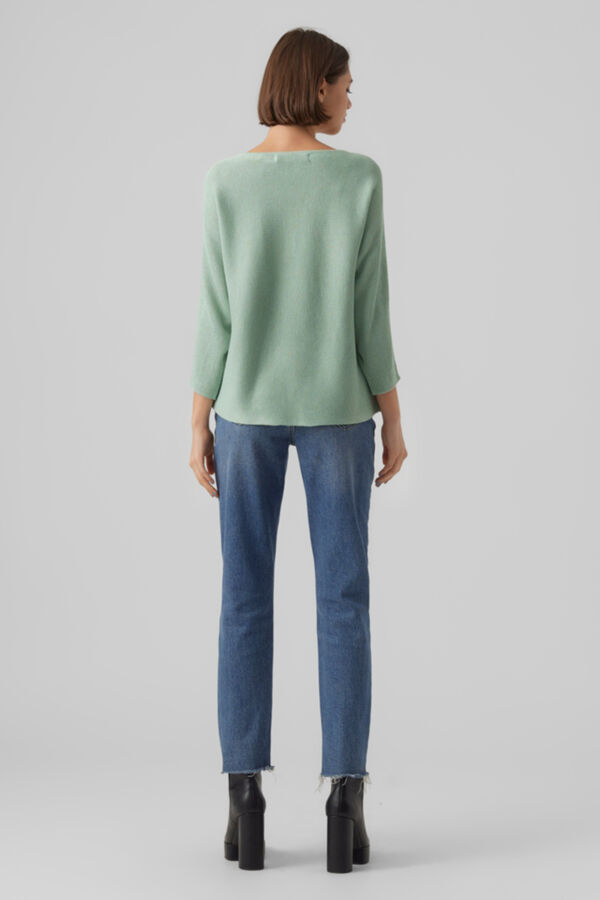 Vero Moda Top de malha manga 3/4 gola barco Verde