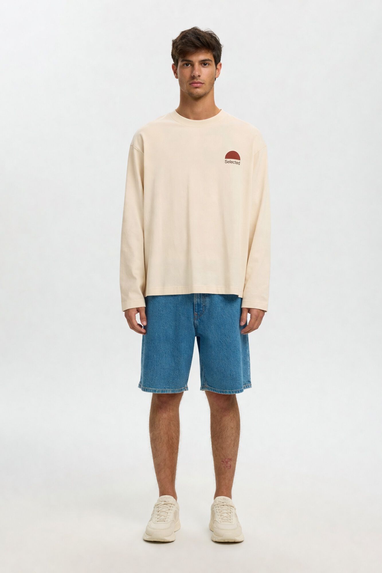 Selected T-shirt de manga comprida estampada