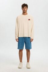 Selected T-shirt de manga comprida estampada Tostado