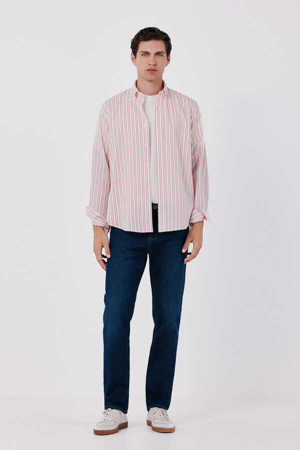 Cortefiel Striped light oxford shirt Red