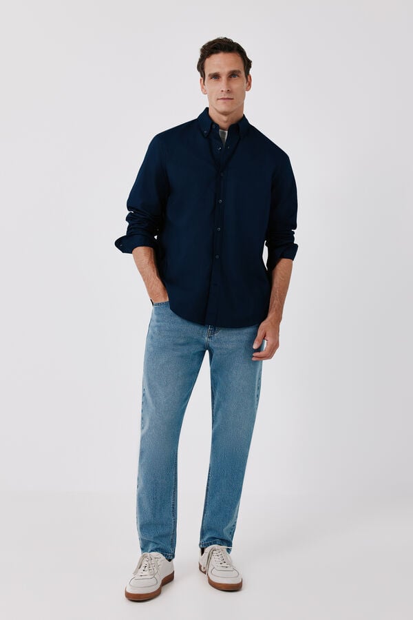Cortefiel Plain light oxford shirt Navy