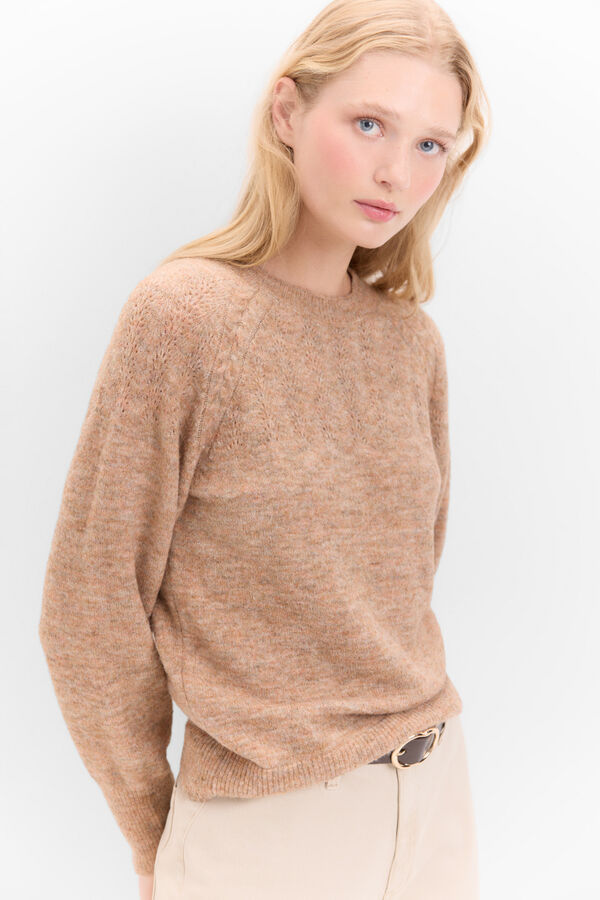 Cortefiel Openwork yoke jumper Camel