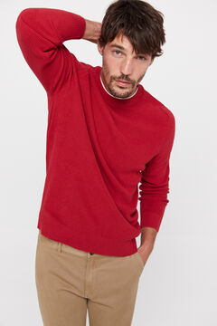 Cortefiel Cotton crew neck twisted-yarn jumper Red