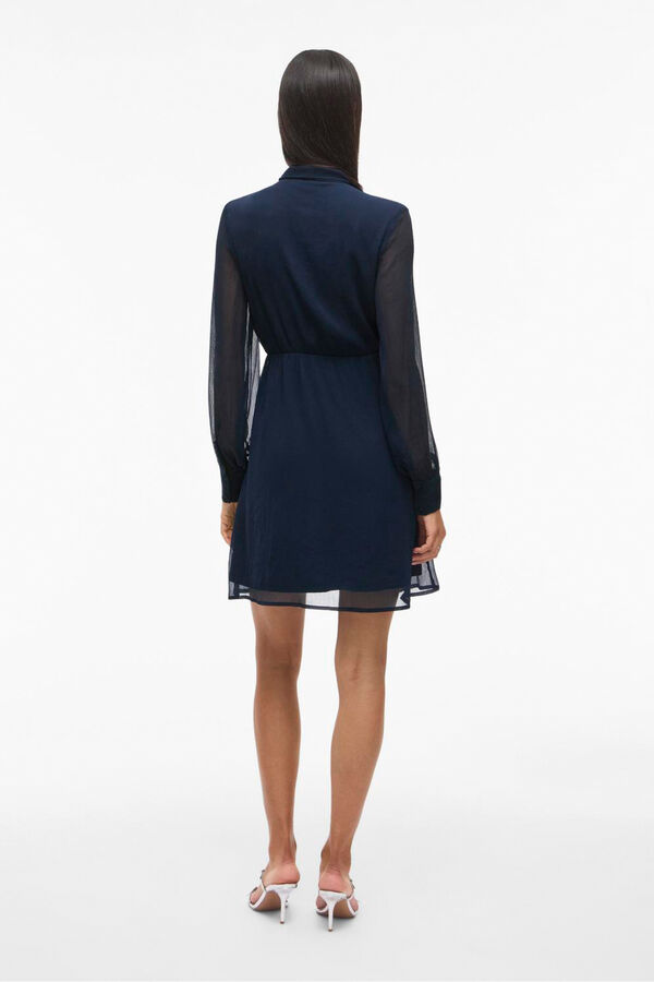 Vila Vestido curto de chiffon Azul