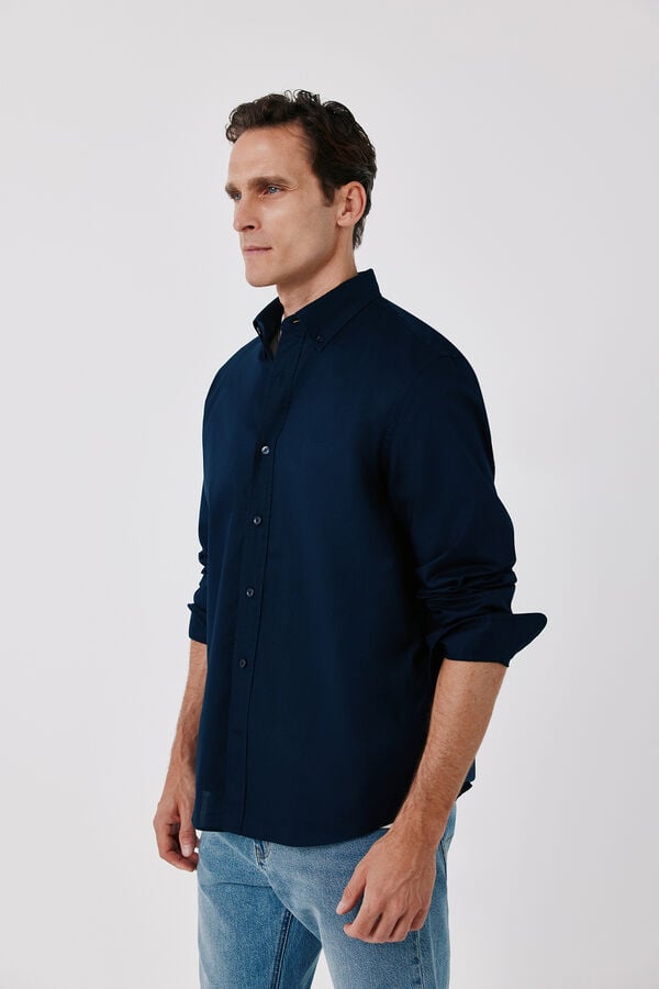 Cortefiel Plain light oxford shirt Navy