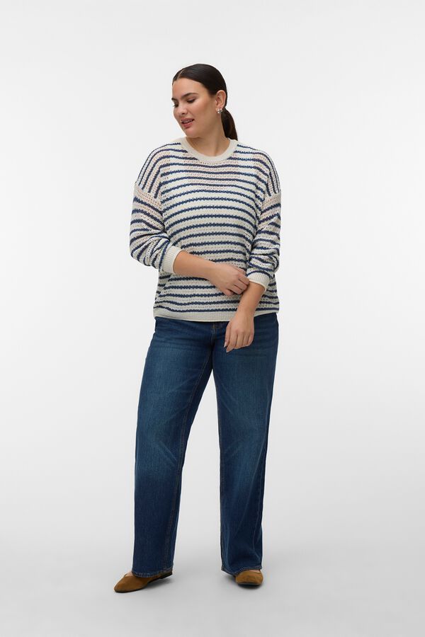 Vero Moda Curve Jersey punto fino calado talla grande Estampado beige