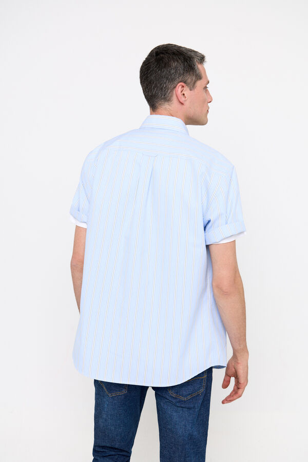 Cortefiel Striped short-sleeved Coolmax shirt Blue
