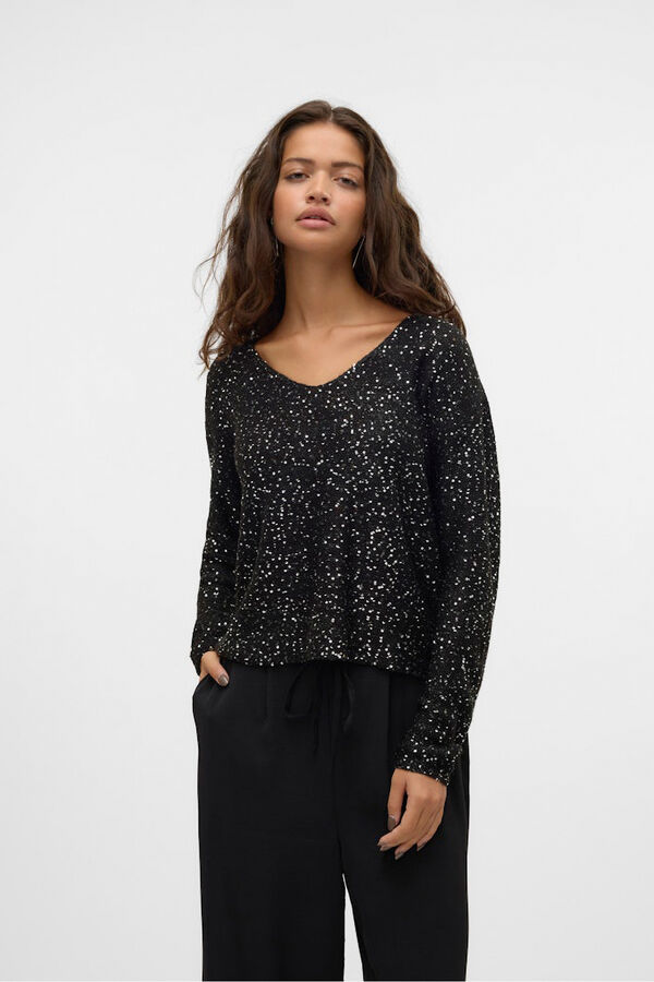 Vero Moda Camisola de lurex e lantejoulas Preto