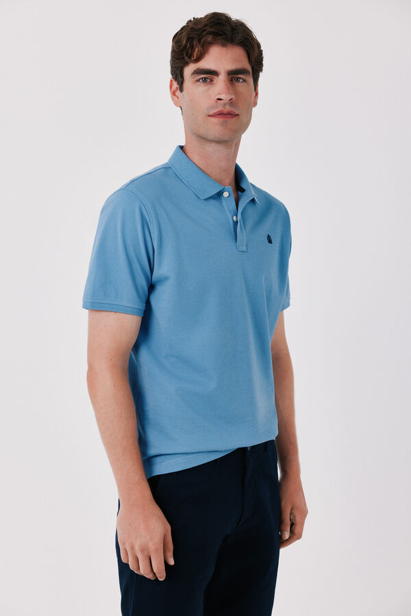 Cortefiel Polo b&aacute;sico piqu&eacute; Azul
