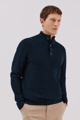 Cortefiel Structured cotton sweater  Navy