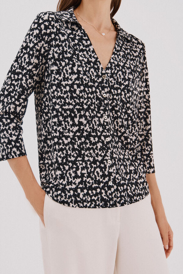 Cortefiel Elastic buttons shirt Printed grey