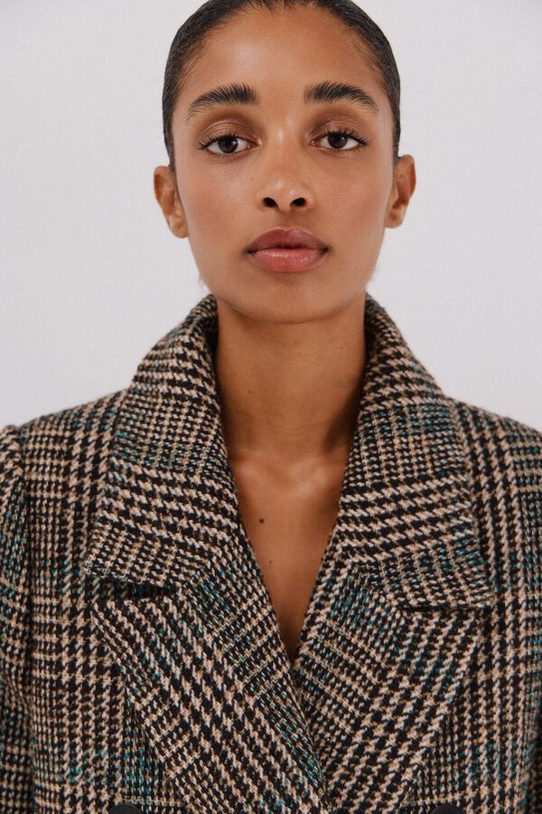 Cortefiel Long fabric coat Multicolour