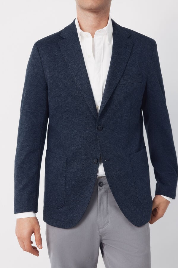 Cortefiel Blazer jersey-knit structure Blue