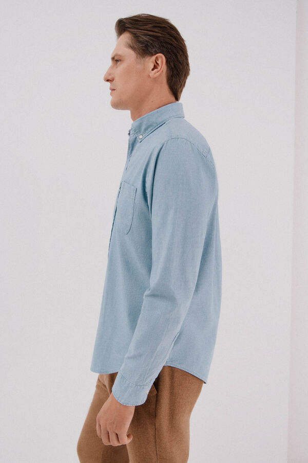 Cortefiel Denim shirt with pocket Navy