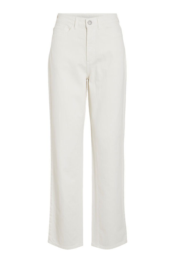 Vila Cal&ccedil;a jeans reta cintura alta Branco
