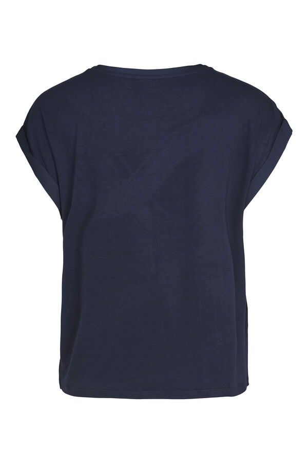 Cortefiel Satin-finish short-sleeved blouse Navy