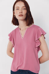 Cortefiel Contrasting piping jersey-knit top Lilac