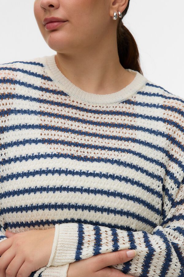 Vero Moda Curve Jersey punto fino calado talla grande Estampado beige