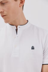 Cortefiel Mandarin collar polo shirt White