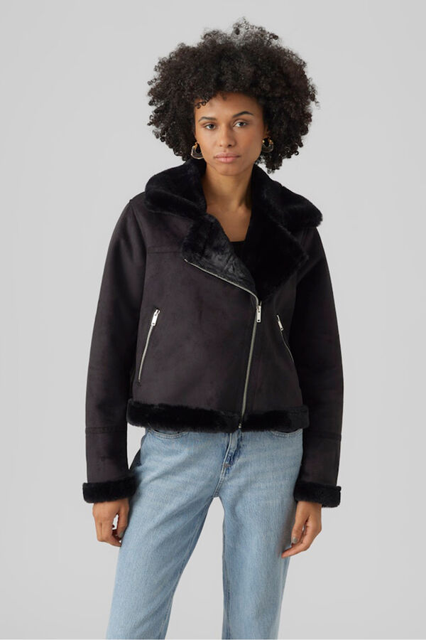 Vero Moda Blusão de veludo com fecho-éclair para mulher Preto