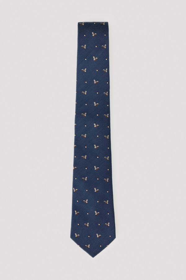 Cortefiel NATURAL silk tie Navy