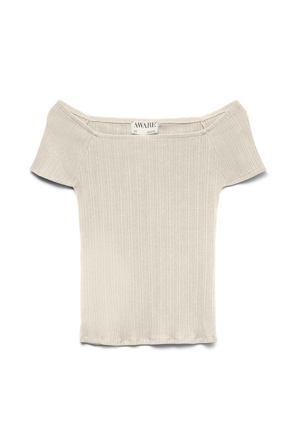 Vero Moda Short sleeve boat neck top Beige