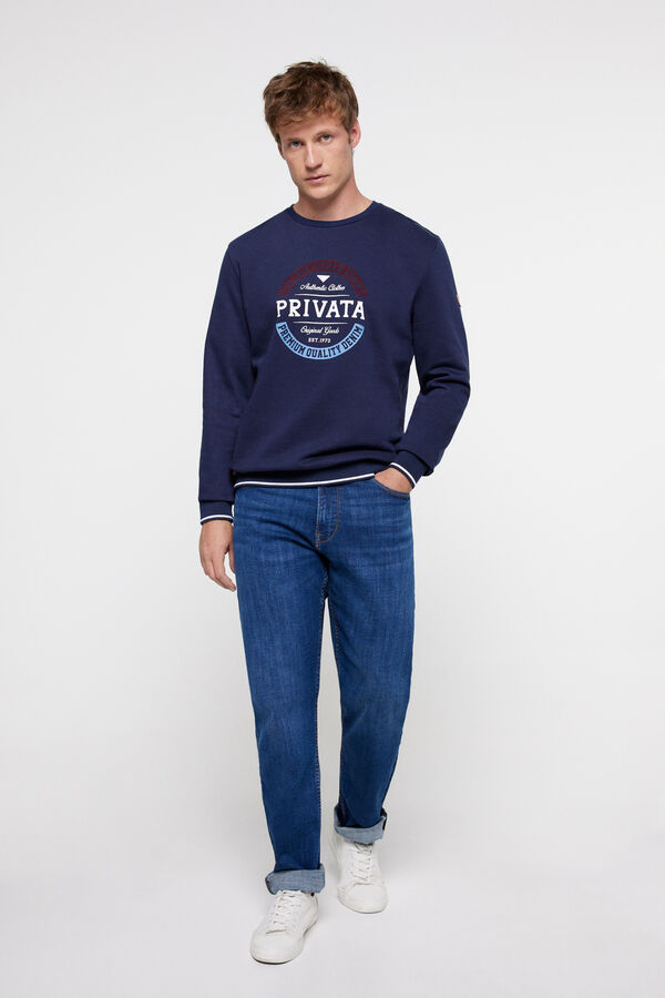 Privata Navy "brushed terry fleece" sweatshirt Blue