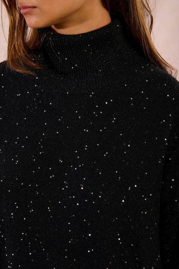 Molly Bracken Camisola de manga comprida com miçangas brilhantes Preto