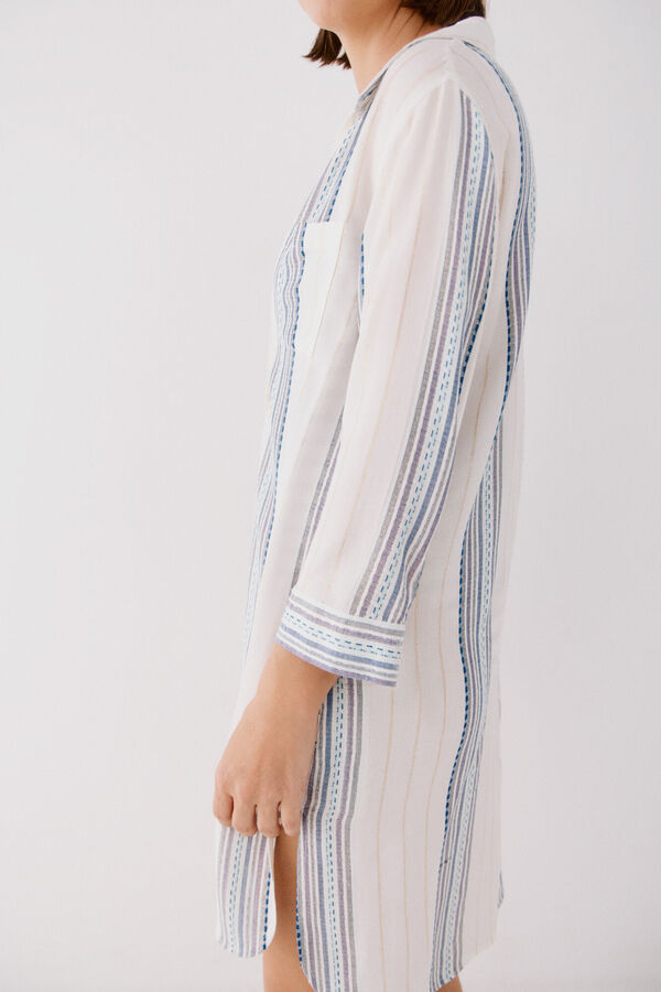 Cortefiel Shirt collar tunic caftan Printed blue
