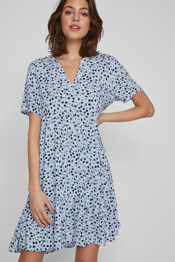 Cortefiel Short dress with short sleeves Blue